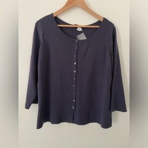 NWOT Peruvian Connection Pima Cotton Button Cardigan Dark Purple Size XL